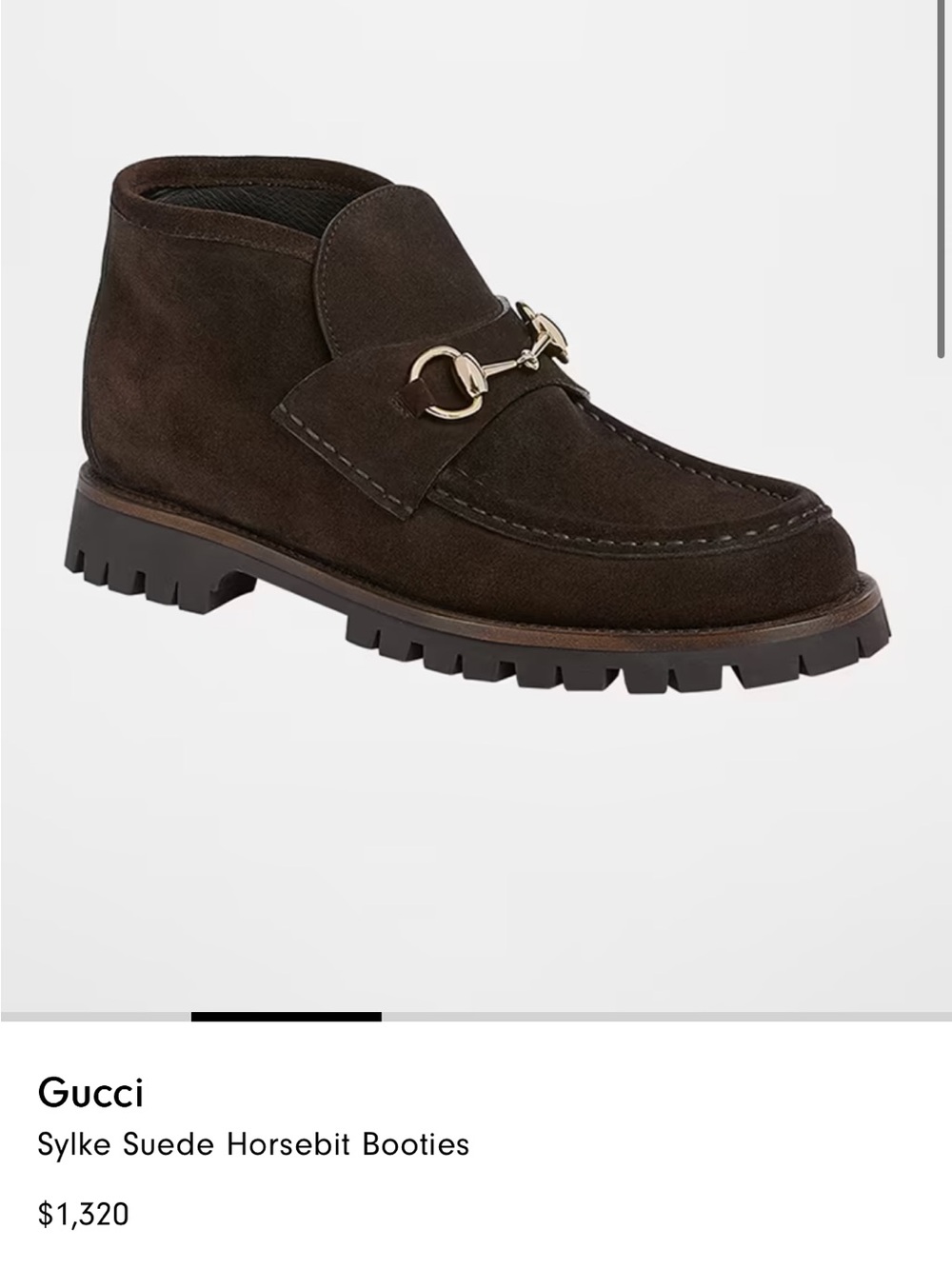 Gucci Sylke Suede Horsebit Boot in Dark Brown